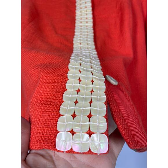 Coldwater Creek, Size 16, Red Textured Lightweight Jacket, Iridescent Buttons - Picture 2 of 8